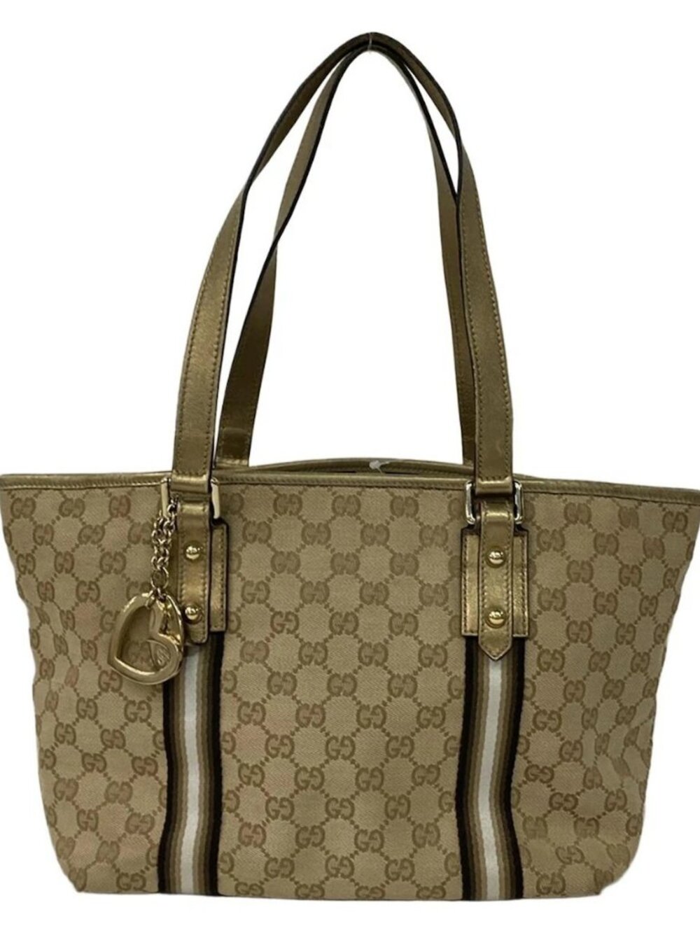 GUCCI GG 137396 Beige Gold Multi Jacquard Leather Tote Bag